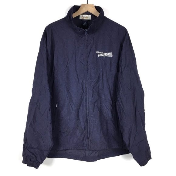 WALT DISNEY WORLD Wind Jacket Port Orleans Resort Vented Full Zip Navy Blue XL
